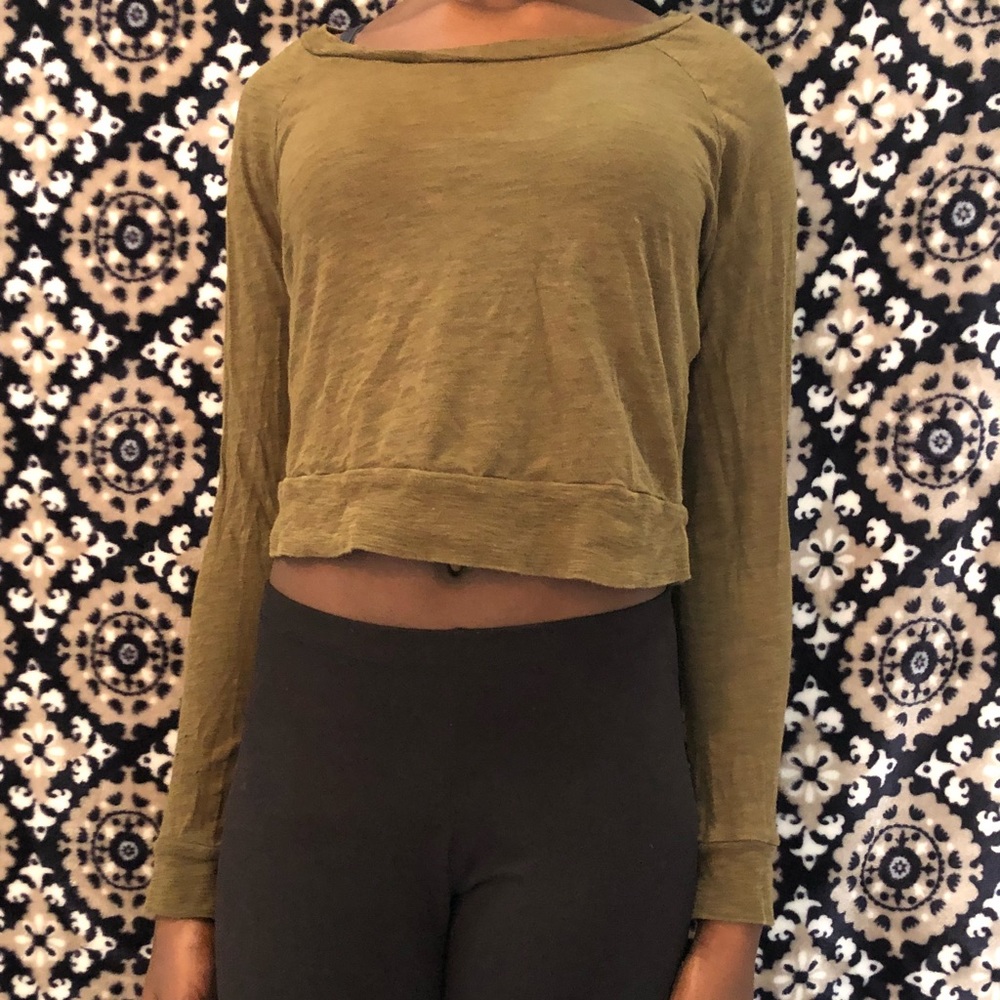 Cropped Long-sleeve Olive Top